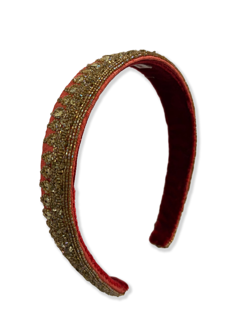 HEADBAND - Vintage Indian beading Pink and Gold