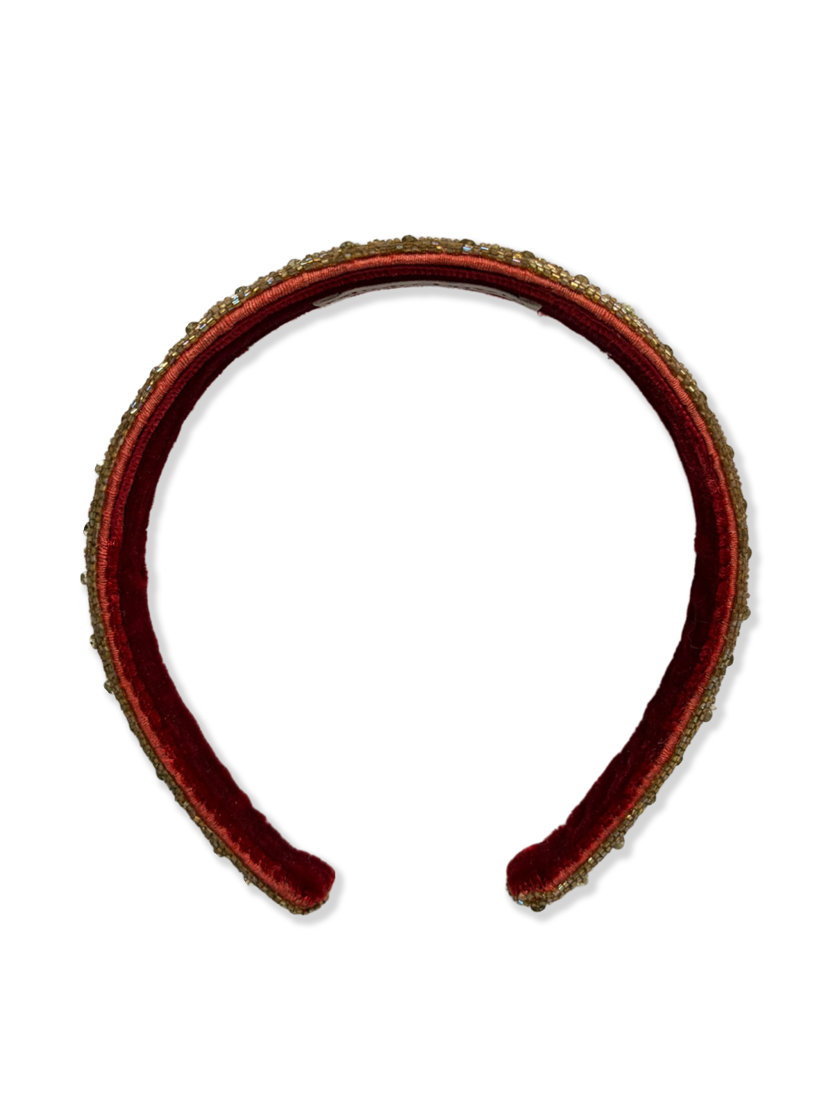 HEADBAND - Vintage Indian beading Pink and Gold