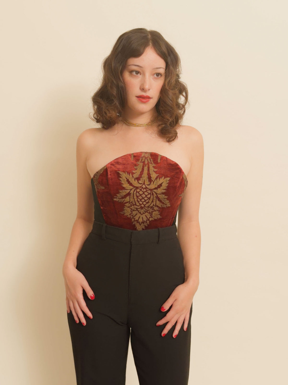 EXQUISITE Bustier - Fortuny Red and Gold