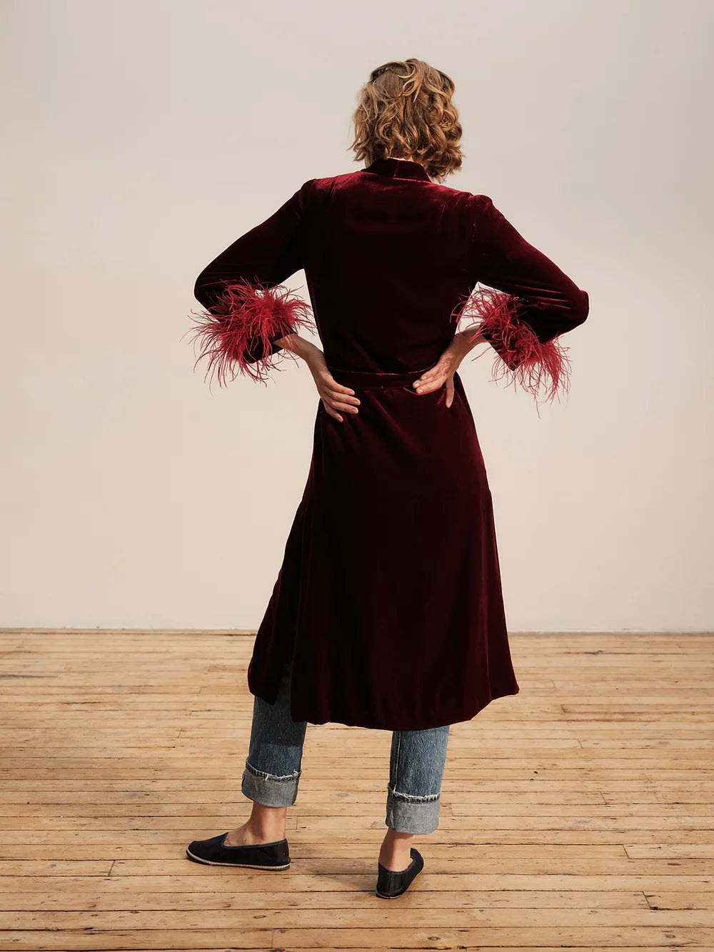 RED SILK VELVET - LONG FOREVER JACKET