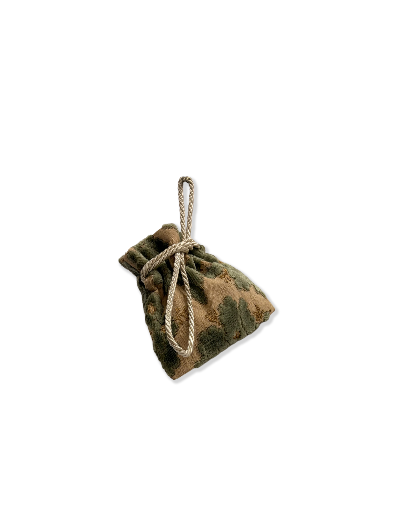 MINI JEWELLERY POUCH - VENETIAN BROCADE - Green and Sand