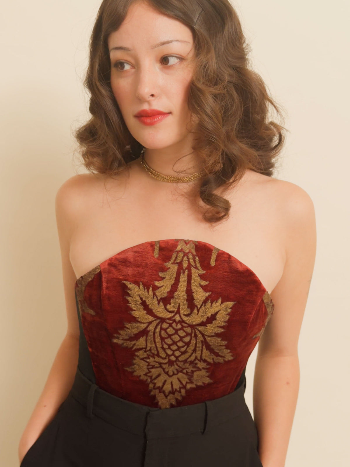 EXQUISITE Bustier - Fortuny Red and Gold