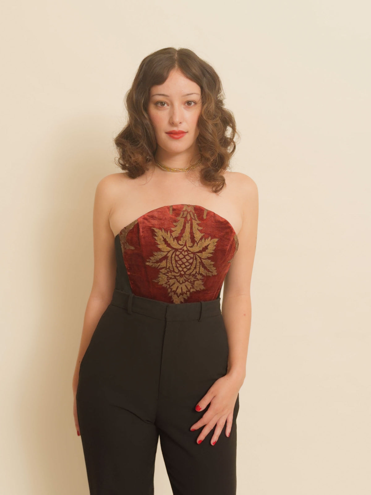 EXQUISITE Bustier - Fortuny Red and Gold