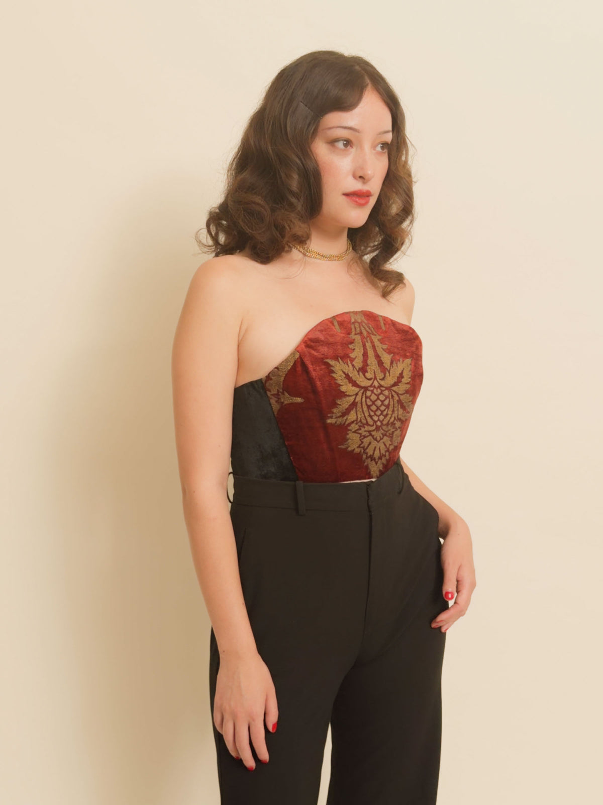 EXQUISITE Bustier - Fortuny Red and Gold