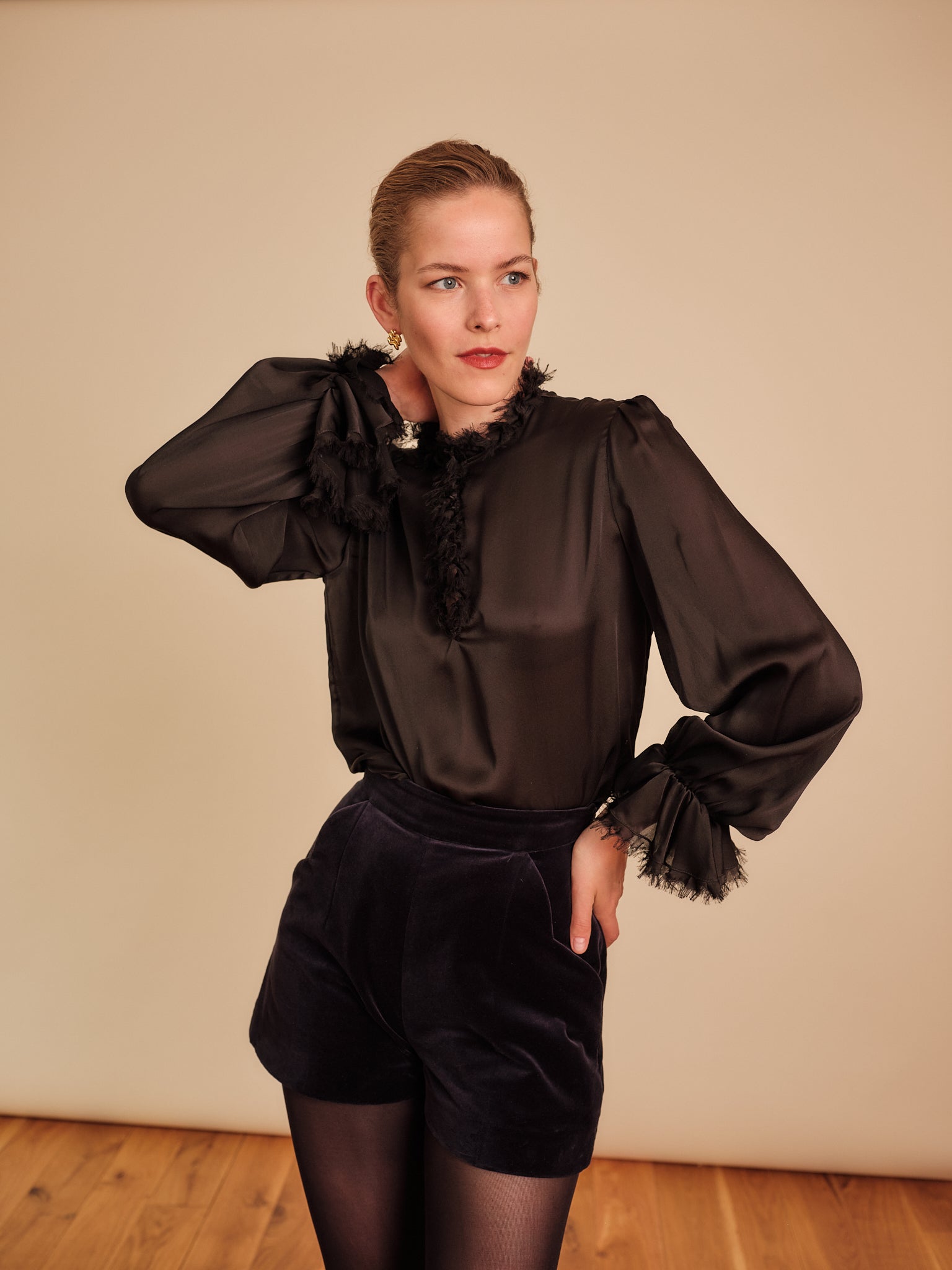 BLACK PEARL SILK BLOUSE